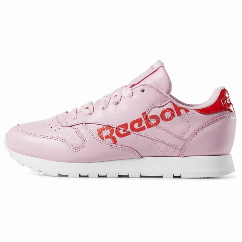 Tenisi Reebok Classic Leather Dama Roz/Rosii/Albi Romania YN1893MJ